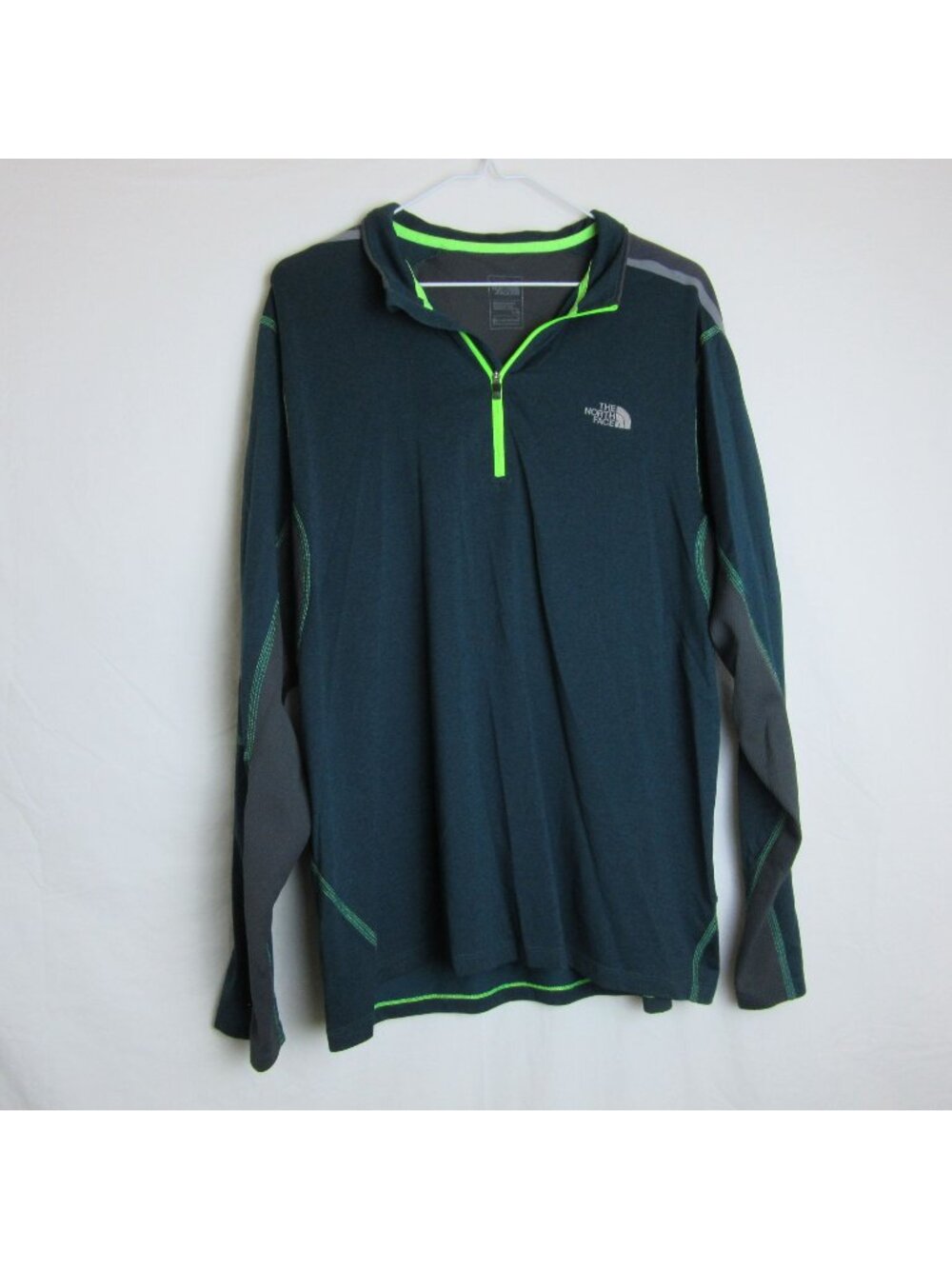 The North Face Shirt FlashDry 1/4 Zip Pullover Mens L Reflective Green & Gray